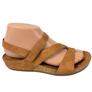 Eurosoft by Sofft Gianetta Womens 6.5M Tan Strappy Comfort Wedge Sandals‎